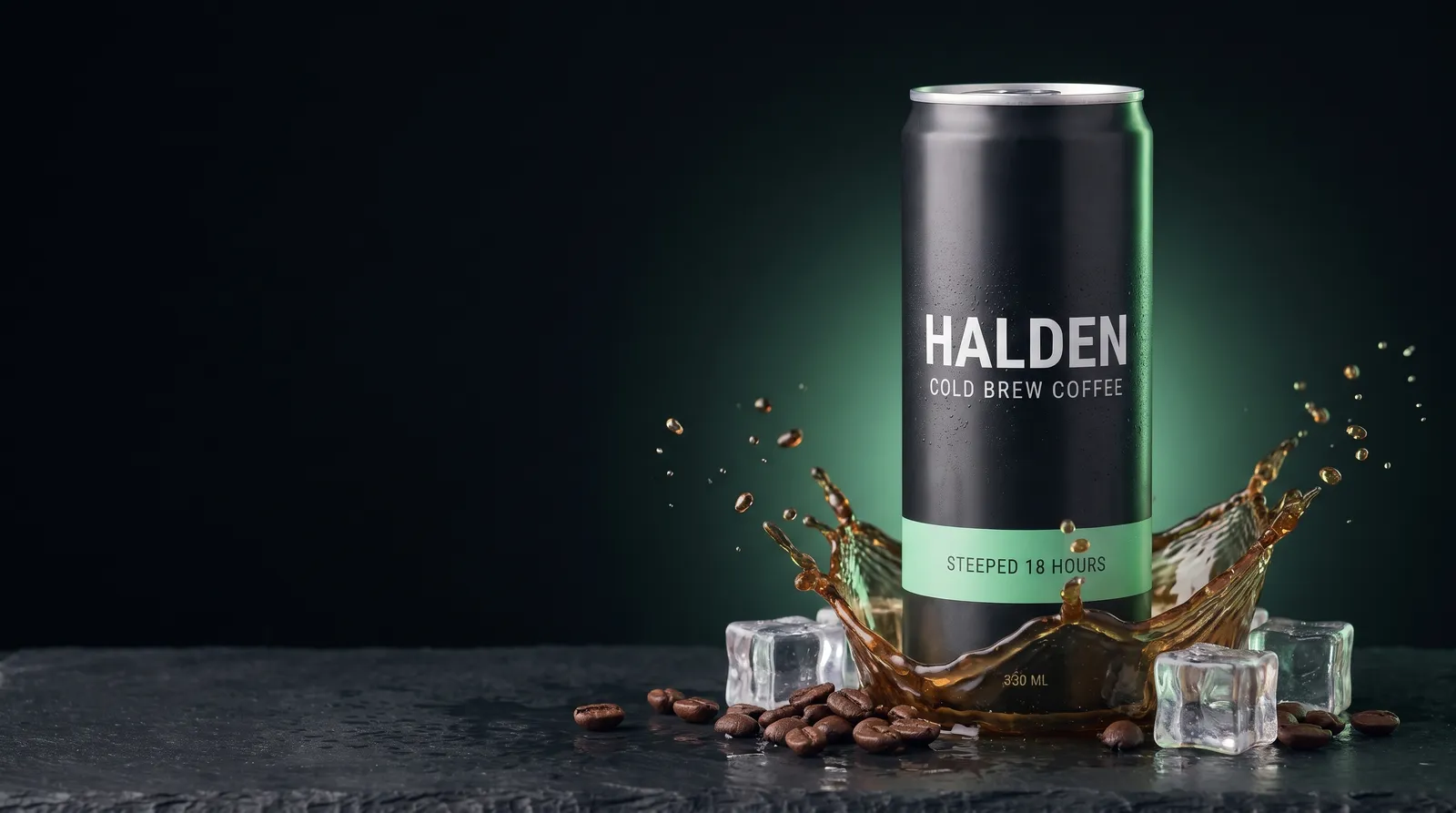 Tačan kadar HALDEN limenke hladne kafe sa zaključanom pravom etiketom